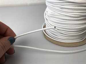Rund elastik - hvid, 3 mm